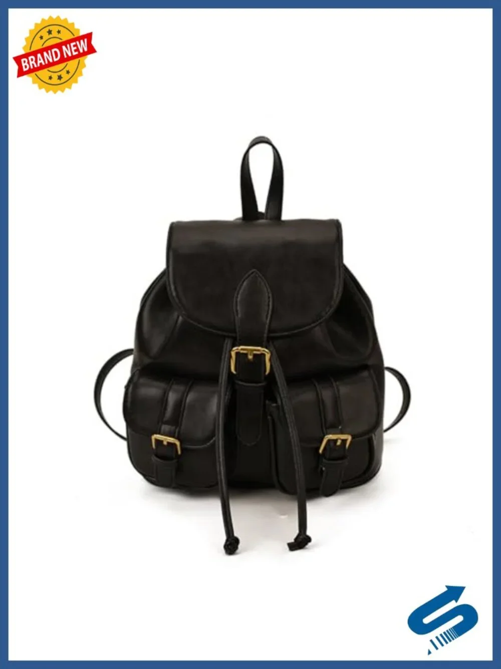 PU Leather Womens Backpack Ladies Waterproof Daypack Medium Drawstring School
